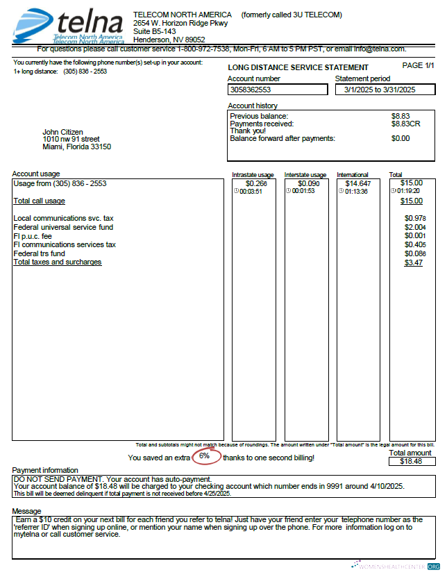 download download USA Telna utility bill template in Word and PDF formats PDF template PDF template